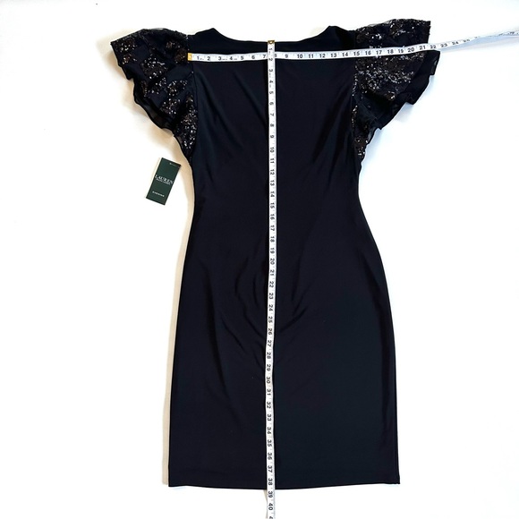 LAUREN RALPH LAUREN EVENING BLACK EMBELLISHED FLUTTER SLEEVE PARTY DRESS NWT 10 - Picture 13 of 14